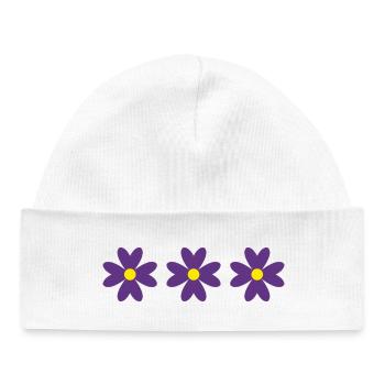 FLEUR. NATURE. ECOLOGIE. ANNIVERSAIRE. FÊTE - Bonnet bébé bio - blanc - Devant