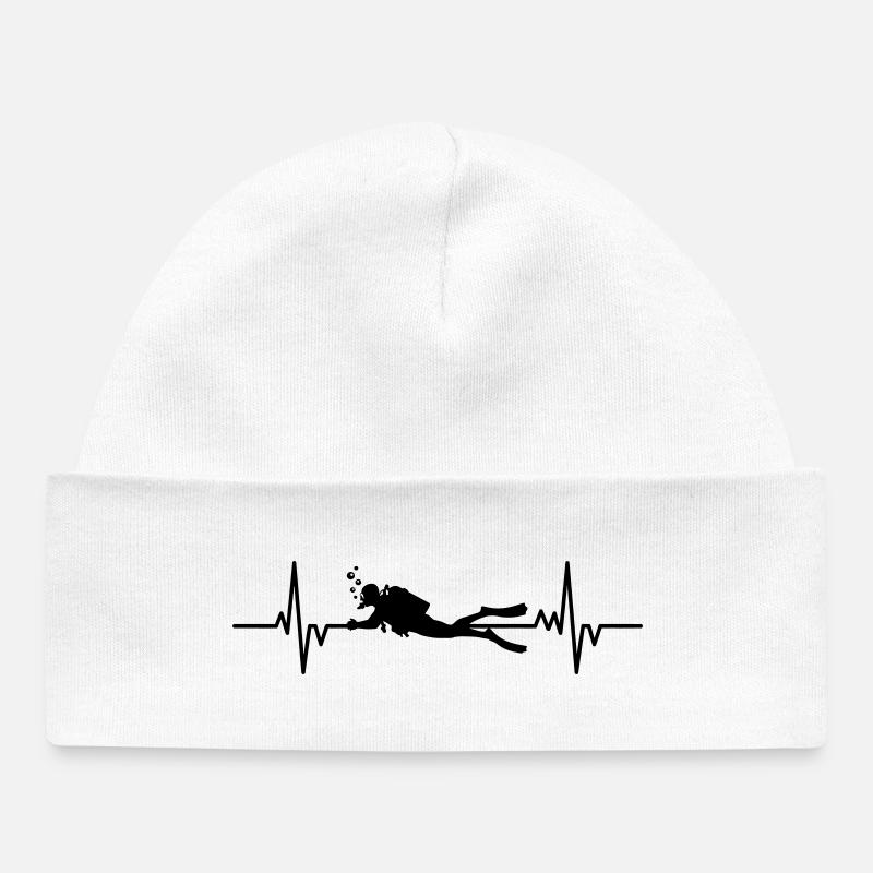 Plongeur - Battement de cœur - Bonnet bébé bio - blanc