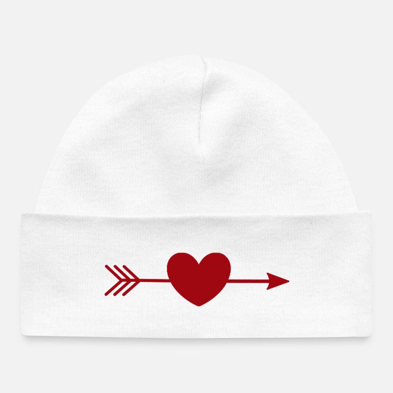 Cadeau rouge de la Saint-Valentin - Bonnet bébé bio - blanc