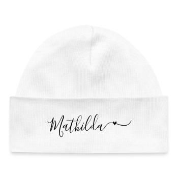 Mathilda Prénom décoratif - Bonnet bébé bio - blanc - Devant