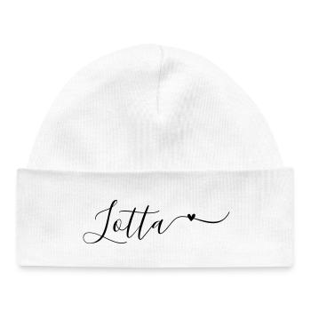 Beaucoup Nom de famille Prénom Décoratif - Bonnet bébé bio - blanc - Devant