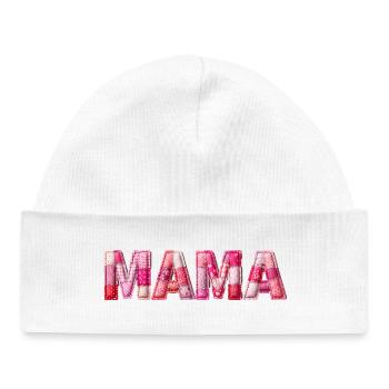 Maman Police en patchwork faite à la main - Bonnet bébé bio - blanc - Devant
