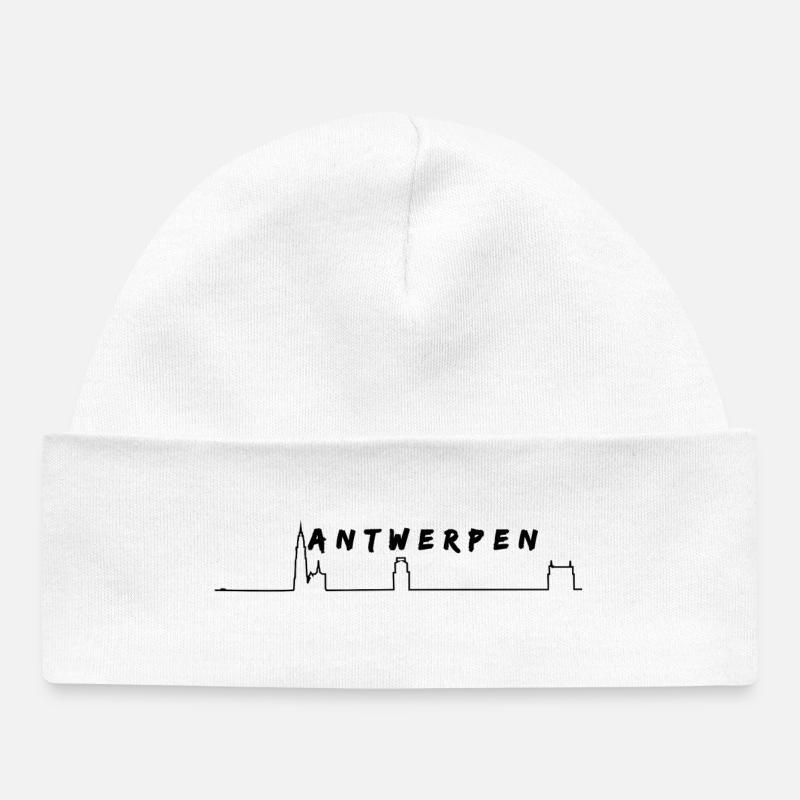 Antwerp Skyline - Baby Organic Beanie - white