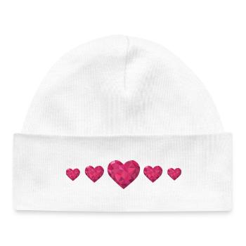 Cœurs géométriques Rose Polygon Design Love - Bonnet bébé bio - blanc - Devant