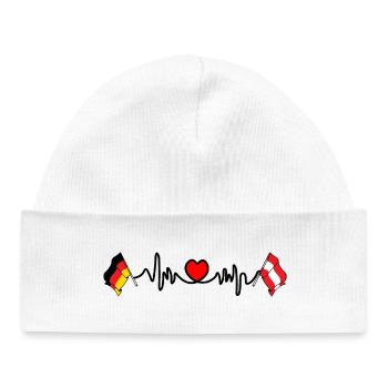 Cardio coeur avec drapeau Allemagne, drapeau autriche - Bonnet bébé bio - blanc - Devant