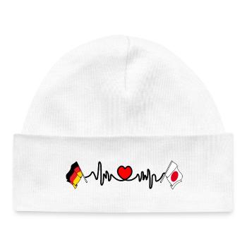 Cardio coeur avec drapeau de l’Allemagne et drapeau du Japon - Bonnet bébé bio - blanc - Devant