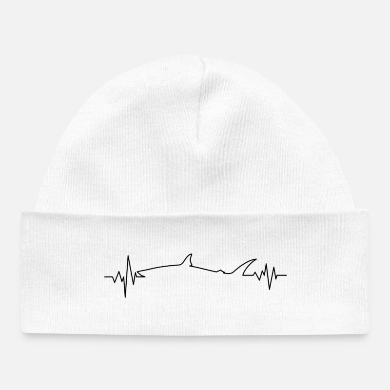 Battement de cœur requin - Bonnet bébé bio - blanc