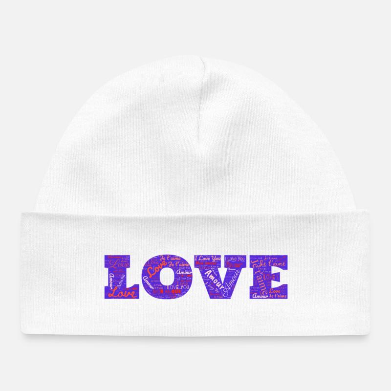 LOVE - Bonnet bébé bio - blanc