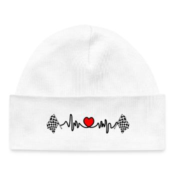 Fréquence cardiaque départ arrivée drapeau cardio pour la course - Bonnet bébé bio - blanc - Devant