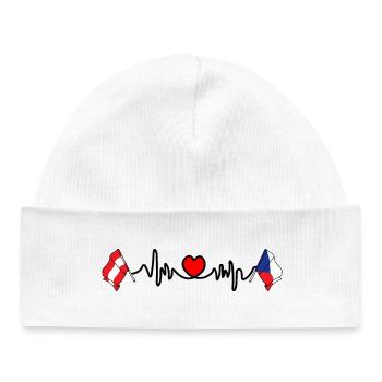 Cardio heart Drapeau Autriche, drapeau République tchèque - Bonnet bébé bio - blanc - Devant