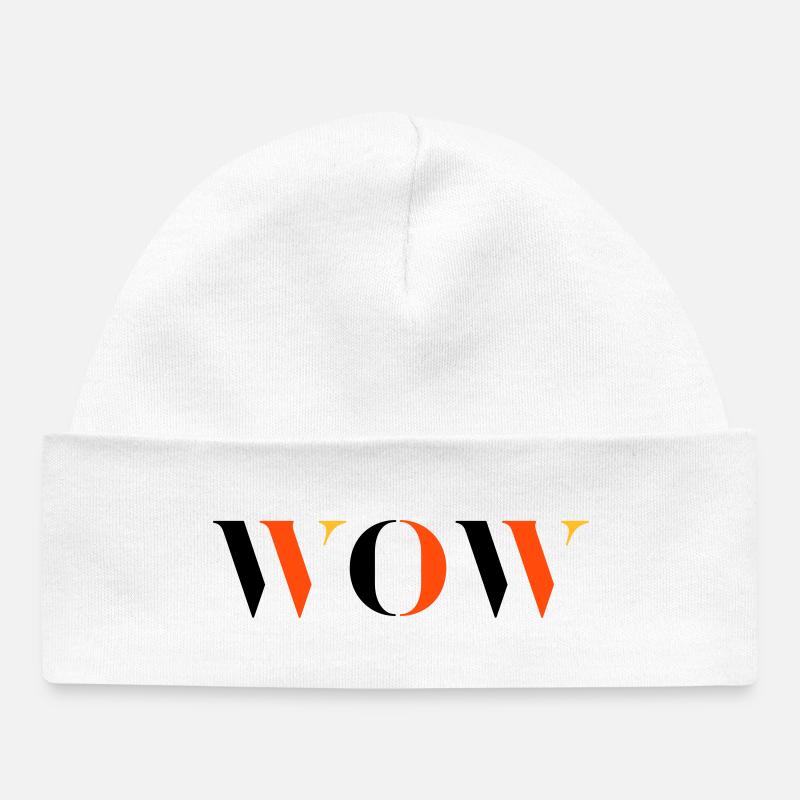 WOW tri-colour - Baby Organic Beanie - white