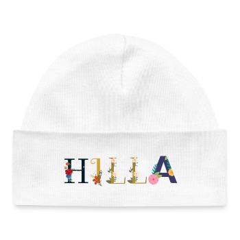 HILLA name decorated with flowers - Baby Organic Beanie - white - Front