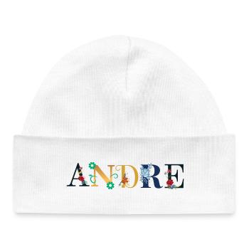 ANDRE Nom Orné de Fleurs - Bonnet bébé bio - blanc - Devant