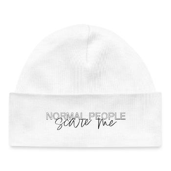 Les gens normaux me font peur, peu de remarque - Bonnet bébé bio - blanc - Devant