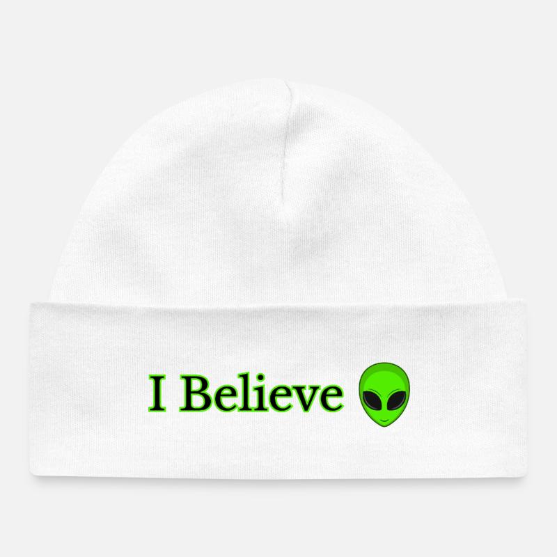 Imprimé I Believe Alien - Bonnet bébé bio - blanc