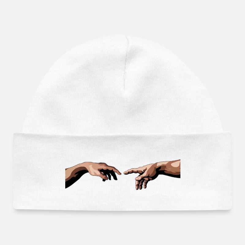 Mani intrecciate con stile artistico - Cappellino neonato bio - bianco
