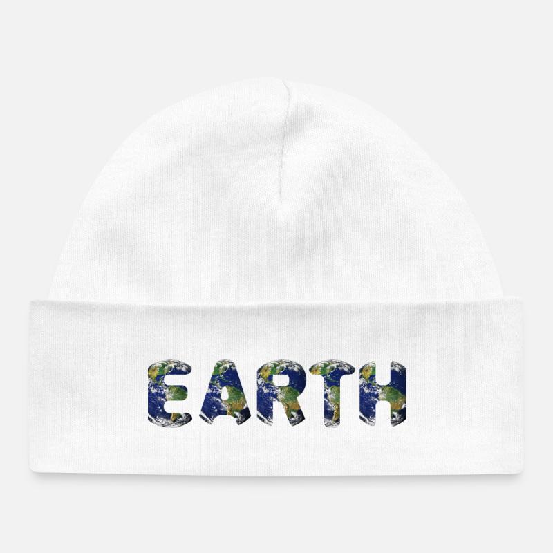 Motif de globe terrestre vibrant - Bonnet bébé bio - blanc