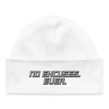 Aucune excuse - Jamais - Chemise statement - Bonnet bébé bio - blanc - Devant