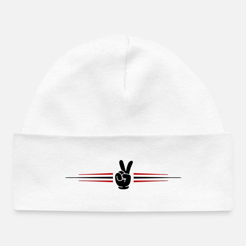 Ligne de bandes dessinées Peace Hand - Bonnet bébé bio - blanc