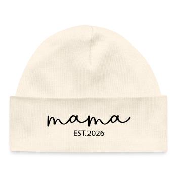 Mama Est. 2026 Mama Muttertag Schwangerschaft  - Baby Organic Mütze - Weiß - Vorne