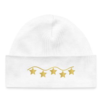 guirlande d'étoiles dorées - Bonnet bébé bio - blanc - Devant