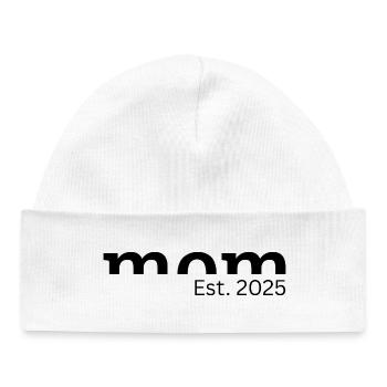 Mom Est. 2025 - Geschenk für werdende Mütter - Baby Organic Mütze - Weiß - Vorne