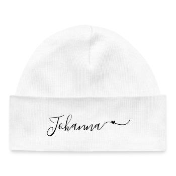 Johanna Surname First Name Decorative - Baby Organic Beanie - white - Front