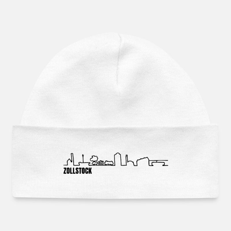 Zollstock_skyline_schwarz_einfach - Bonnet bébé bio - blanc