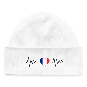 Beating tricolor heart, France Drapeau - Baby Organic Beanie - white - Front
