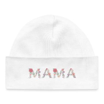 Police florale de maman Meilleure fête des mères - Bonnet bébé bio - blanc - Devant