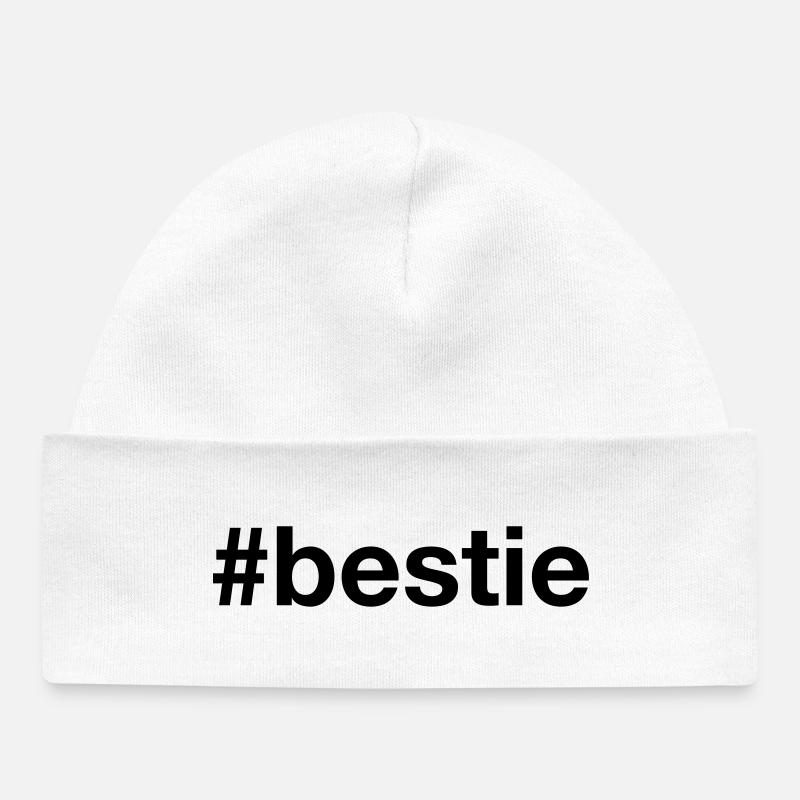 BESTIE Hashtag Meilleur ami Bester Freund - Bonnet bébé bio - blanc