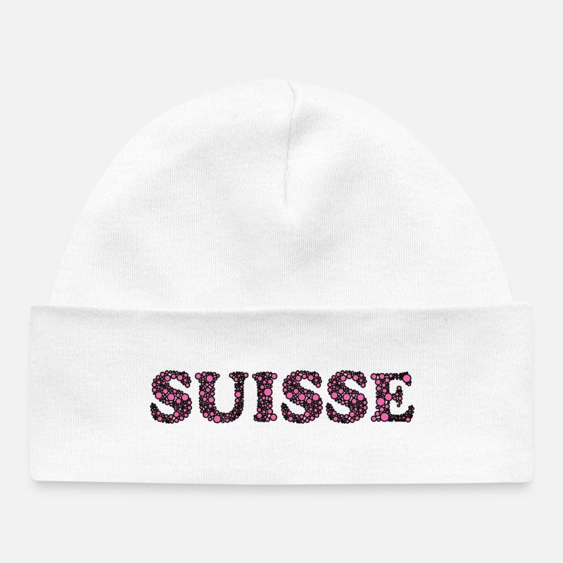 SUISSE. HUMOUR. PAYS. DRAPEAU. GENEVE - Bonnet bébé bio - blanc