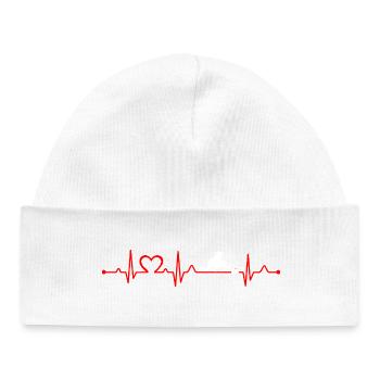 Heartbeat Curling Girl Funny Curling Player EKG - Baby Organic Beanie - white - Front