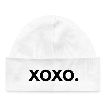 XOXO – Minimalist Bold Font Design - Baby Organic Beanie - white - Front