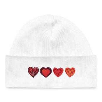 Cute Love - Valentine's Day; Heart Collection Red - Baby Organic Beanie - white - Front