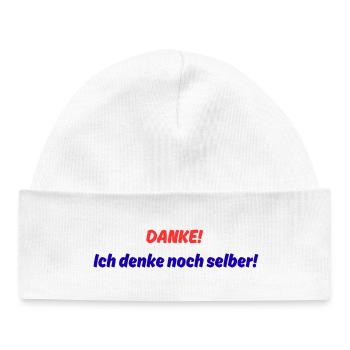 Merci ! Je pense encore par moi-même ! - Bonnet bébé bio - blanc - Devant