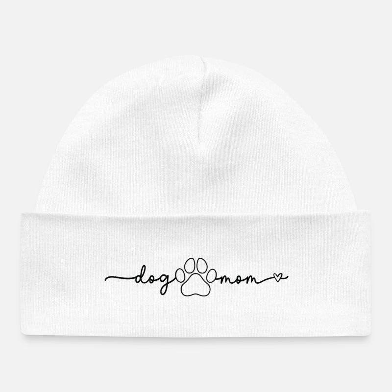 Dog Mom Paws Script Design Mom - Baby Organic Beanie - white