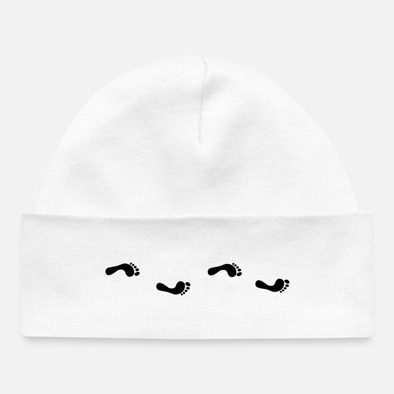 Empreintes de pas - Bonnet bébé bio - blanc