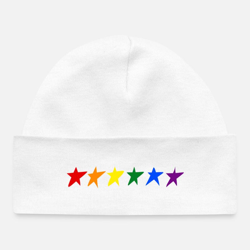 ÉTOILES AVEC DES COULEURS LGTB - Bonnet bébé bio - blanc