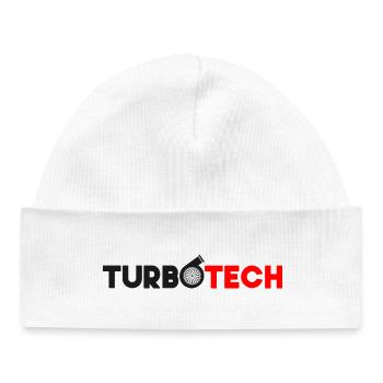 Turbotech - Turbocompresseur rouge et noir - Bonnet bébé bio - blanc - Devant
