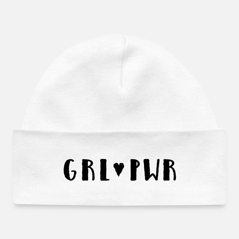 Girl 🖤 Power - Bonnet bébé bio - blanc