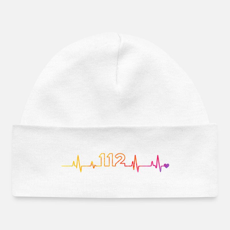 Brigade des pompiers 112 - Bonnet bébé bio - blanc