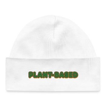 Lettrage rétro à base de plantes - Bonnet bébé bio - blanc - Devant