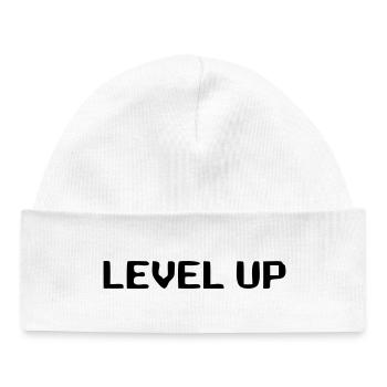 Level Up 8-Bit Schriftzug - Baby Organic Mütze - Weiß - Vorne