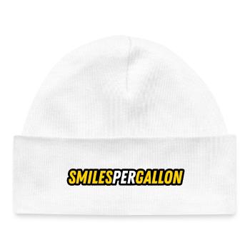 JDM sticker - SMILES PER GALLON - Bonnet bébé bio - blanc - Devant