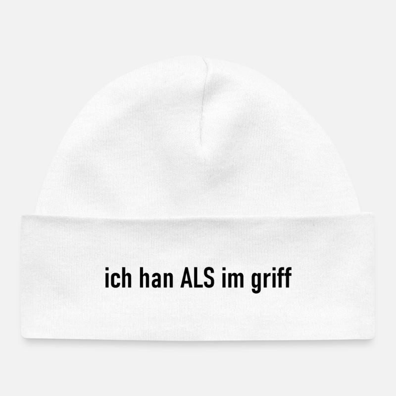 ich han ALS im griff schwarz - Baby Organic Mütze - Weiß