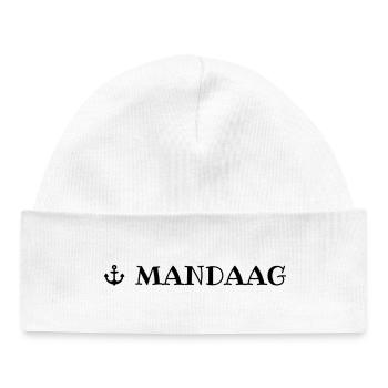 Monday Low German weekday with anchor - Baby Organic Beanie - white - Front