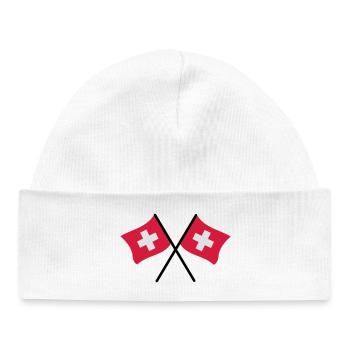 Drapeau suisse - Bonnet bébé bio - blanc - Devant