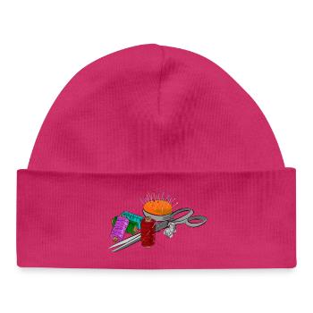 Motif tailleur avec ciseaux - Bonnet bébé bio - blanc - Devant