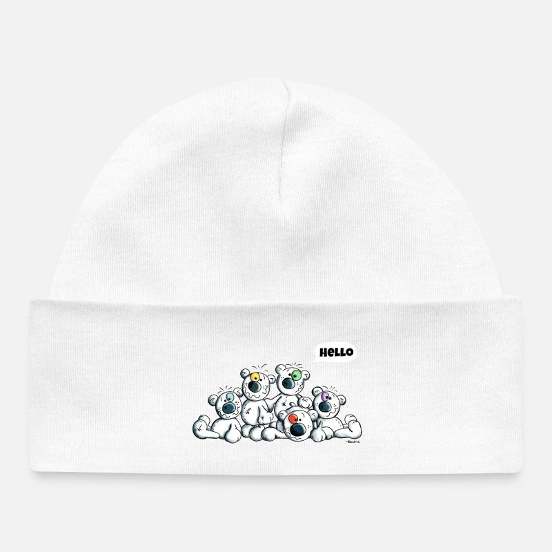 Hello Teddys - Polar Bear - Bears - Comic - Baby Organic Beanie - white